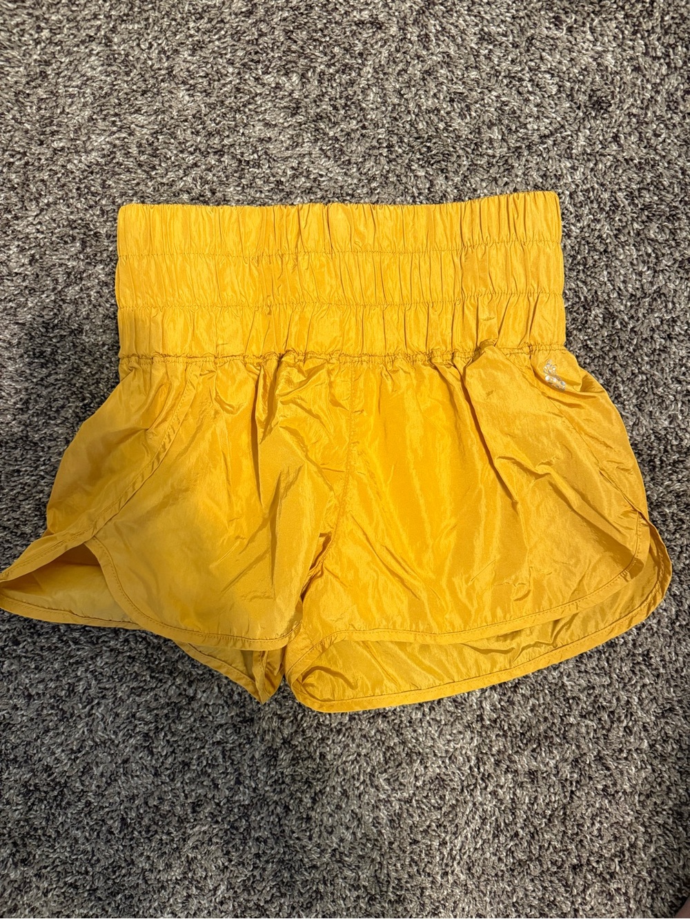 Free People Smocked Waist Yellow Athletic Shorts
